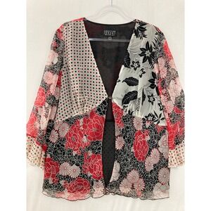 Vintage Spenser Jeremy Silk Cardigan size 18 Floral‎ Polka Dot Patchwork Print